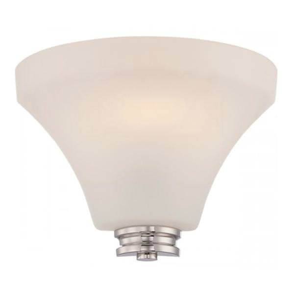 1 Light Polished Nickel Satin White Glass Shade Wall Sconce Light Fixture