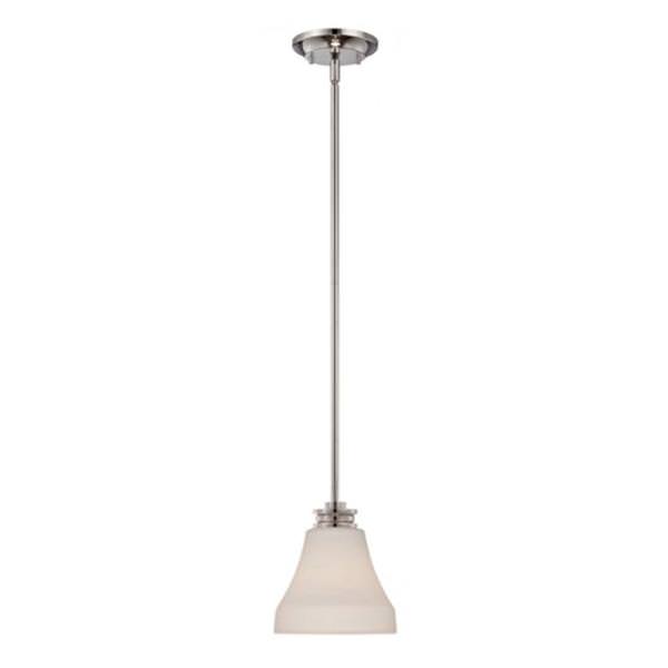 1 Light Polished Nickel Satin White Glass Shade LED Mini Pendant Light Fixture