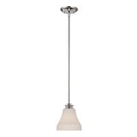 View 1 Light Polished Nickel Satin White Glass Shade LED Mini Pendant Light Fixture