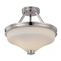 View 13" 9.8 watt 2700K Polished Nickel Satin White Glass Shade LED Ceiling Light Fixture