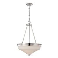 View 3 Light Polished Nickel Satin White Glass Shade LED Pendant Light Fixture