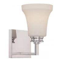 View 1 Light Polished Nickel Satin White Glass Shade Wall Light Fixture