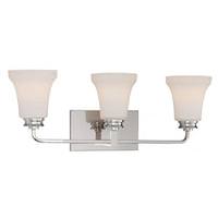 Nuvo Lighting 3 Light 33 watt Polished Nickel Satin White Glass Shades LED Vanity Light