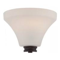 View 1 Light Mahogany Bronze Satin White Glass Shade Wall Sconce Light Fixture