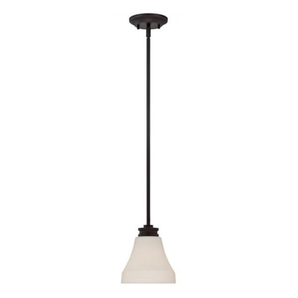 1 Light Mahogany Bronze Satin White Glass Shade LED Mini Pendant Light Fixture