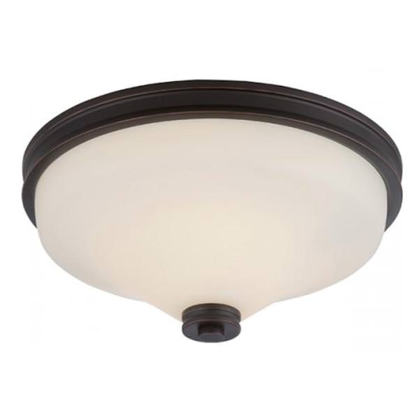 13" 9.8 watt 120 volt 2700K Mahogany Bronze Satin White Glass Shade LED Ceiling Light Fixture