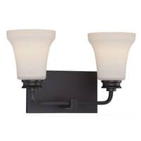 Nuvo Lighting 2 Light 22 watt 2700K Mahogany Bronze Satin White Glass Shades LED Vanity Light
