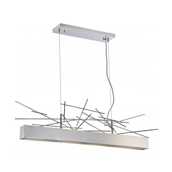 4 Light Polished Nickel Clear Glass Shade LED Pendant Light Fixture
