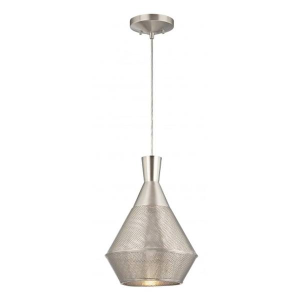 1 Light Satin Steel Perforated Metal Shade LED Pendant Light Fixture