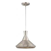 View 1 Light Satin Steel Perforated Metal Shade LED Pendant Light Fixture