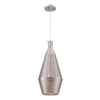 View 1 Light Satin Steel Perforated Metal Shade LED Pendant Light Fixture