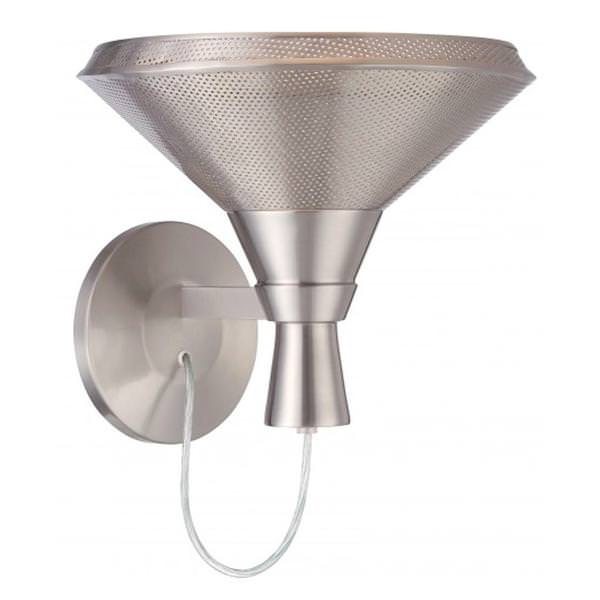 1 Light Satin Steel Perforated Metal Shade Wall Sconce Light Fixture
