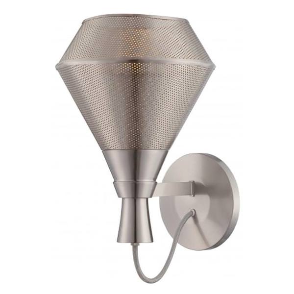 1 Light Satin Steel Perforated Metal Shade Wall Sconce Light Fixture