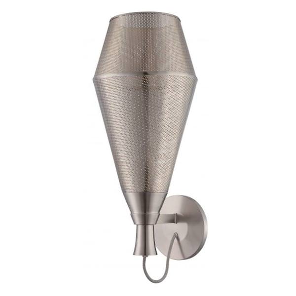 1 Light Satin Steel Perforated Metal Shade Wall Sconce Light Fixture