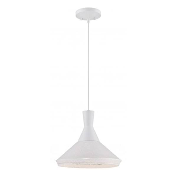 1 Light Glacier White Perforated Metal Shade LED Pendant Light Fixture