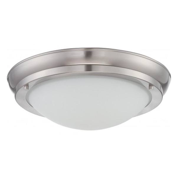 10" 16 watt 120 volt Brushed Nickel Satin White Glass Shade LED Ceiling Light Fixture