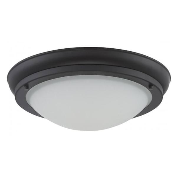 18 watt 120 volt 2,700K Aged Bronze Satin White Glass Shade LED Ceiling Light Fixture