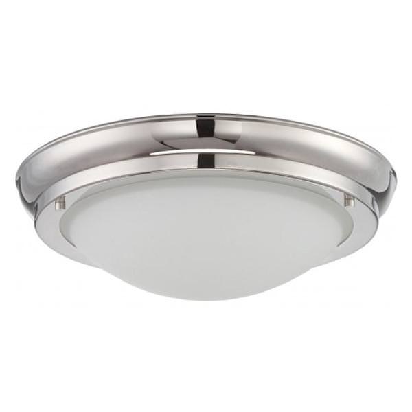 10" 18 watt 120 volt Polished Nickel Satin White Glass Shade LED Ceiling Light Fixture