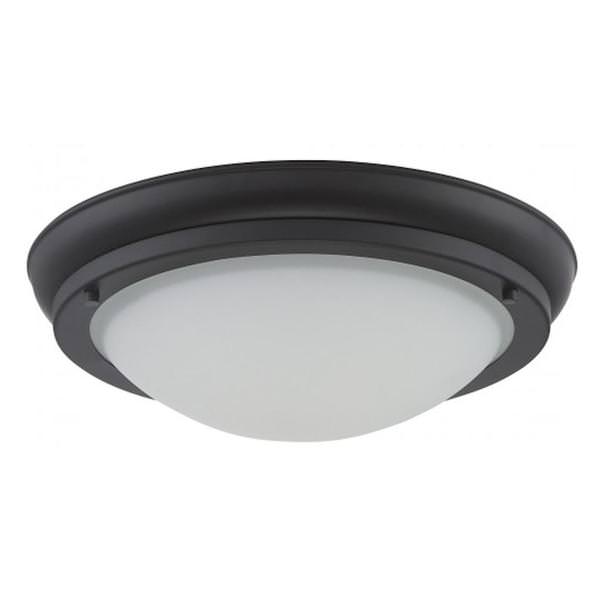 12" 16 watt 120 volt Aged Bronze Satin White Glass Shade LED Ceiling Light Fixture