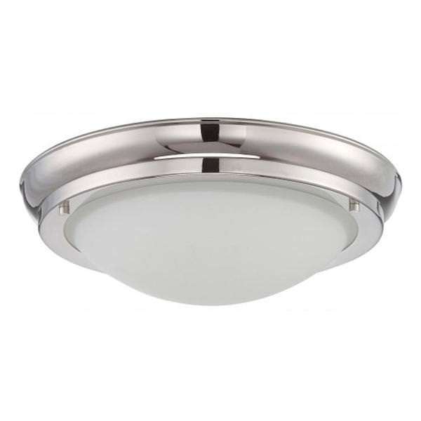 16 watt 120 volt 12" Polished Nickel Satin White Glass Shade LED Ceiling Light Fixture