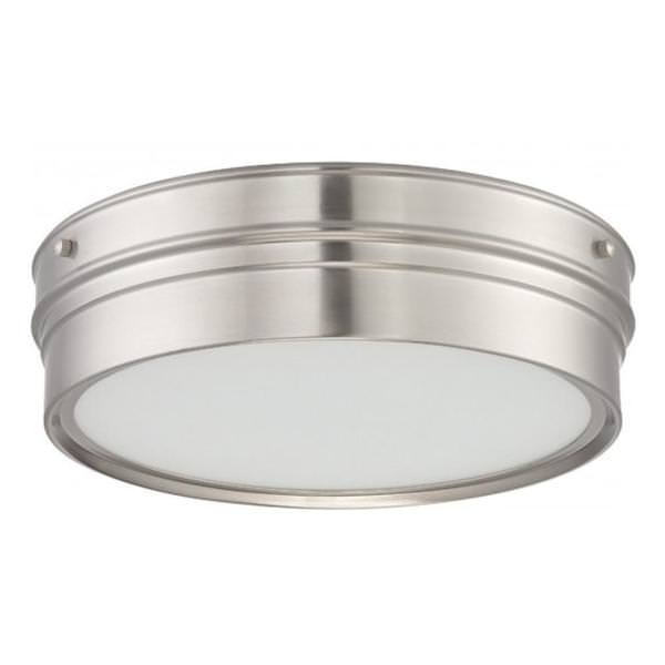 16 watt 120 volt 13" Brushed Nickel Satin White Glass Shade LED Ceiling Light Fixture