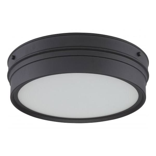 13" 16 watt 120 volt Aged Bronze Satin White Glass Shade LED Ceiling Light Fixture