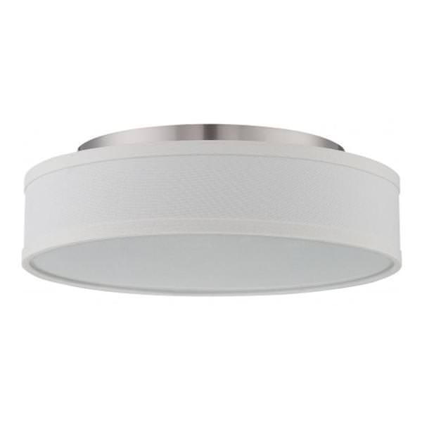 13" 18 watt 120 volt 3000K Natural White Brushed Nickel White Linen Shade LED Ceiling Light Fixture