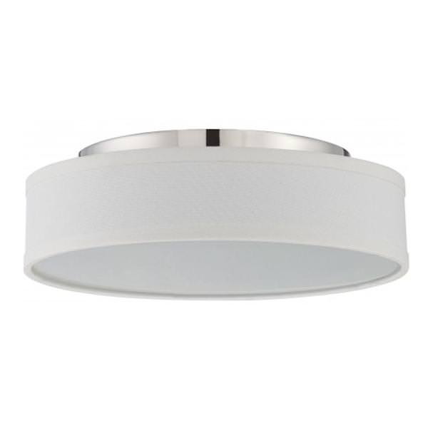 13" 18 watt 120 volt 3000K Natural White Polished Nickel White Linen Shade LED Ceiling Light Fixture