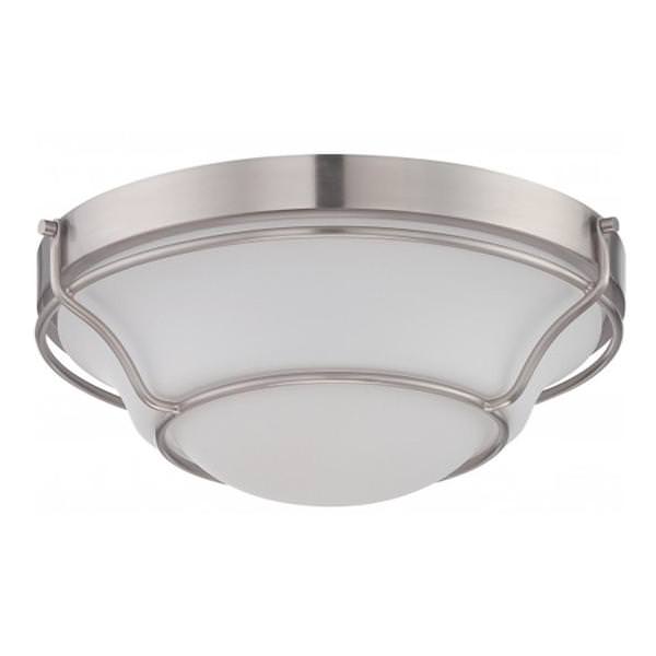 16 watt 120 volt 13" Brushed Nickel Satin White Glass Shade LED Ceiling Light Fixture