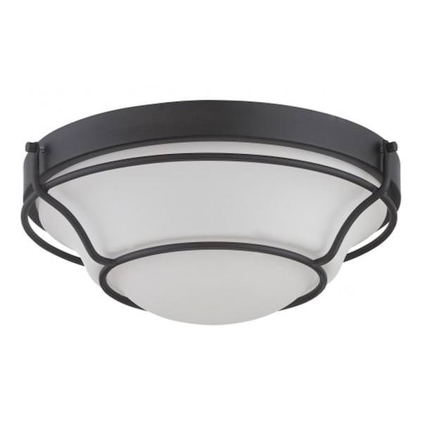 13" 16 watt 120 volt Aged Bronze Satin White Glass Shade LED Ceiling Light Fixture