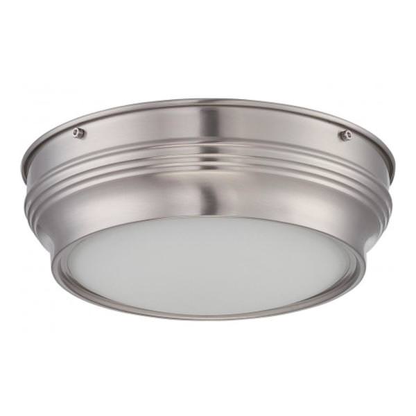 10" 16 watt 120 volt Brushed Nickel Satin White Glass Shade LED Ceiling Light Fixture