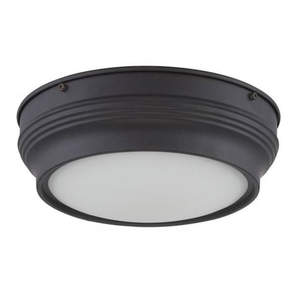 10" 16 watt 120 volt Aged Bronze Satin White Glass Shade LED Ceiling Light Fixture
