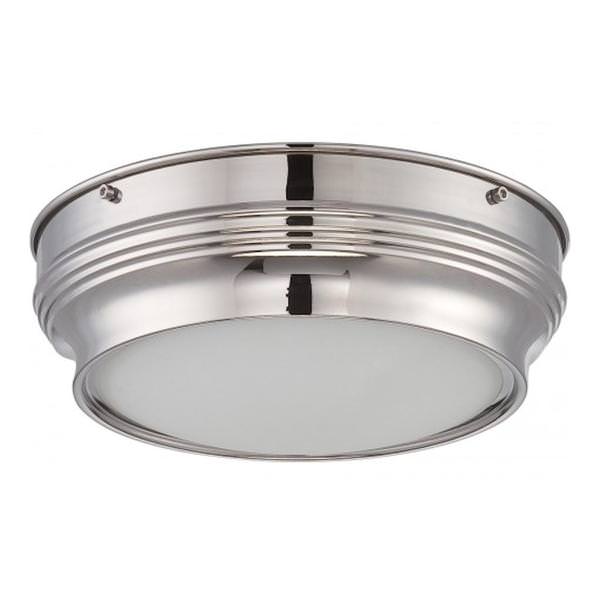 16 watt 120 volt 10" Polished Nickel Satin White Glass Shade LED Ceiling Light Fixture