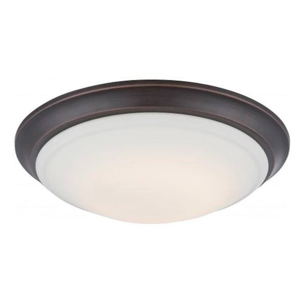 13" 18 watt 120 volt Mahogany Bronze White Glass Shade LED Ceiling Light Fixture