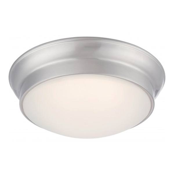 12" 18 watt 120 volt 3000K Brushed Nickel Frosted Glass Shade LED Ceiling Light Fixture
