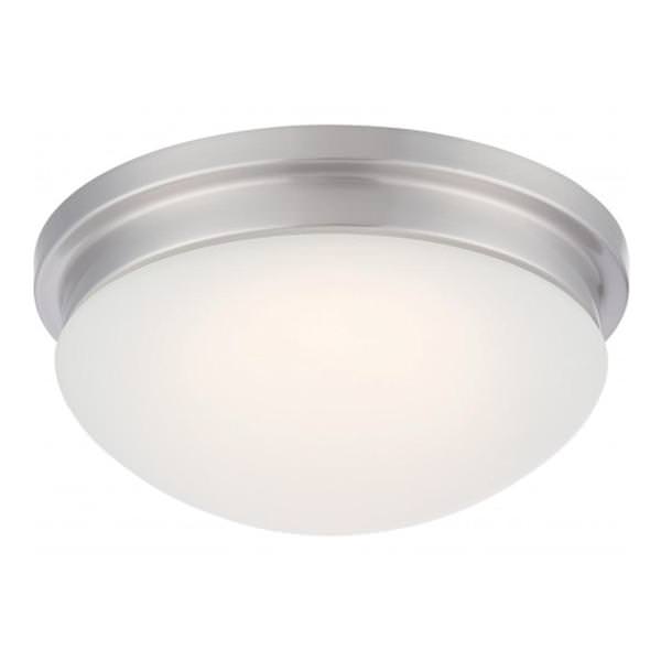 12" 18 watt 120 volt 3000K Natural White Brushed Nickel Frosted Glass Shade LED Ceiling Light Fixture