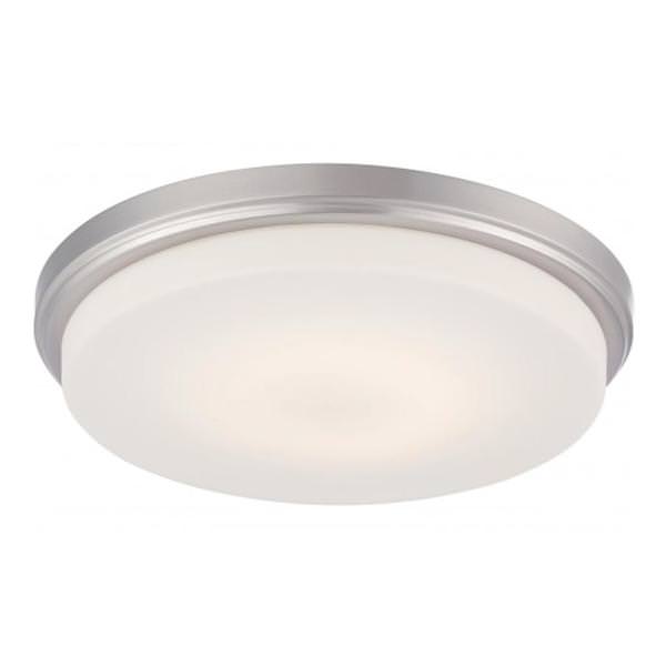 13" 18 watt 120 volt 3000K Brushed Nickel Opal Frosted Glass Shade LED Ceiling Light Fixture