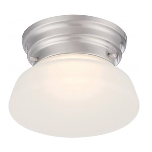 12 watt 120 volt 6" Brushed Nickel Frosted Glass Shade LED Ceiling Light Fixture