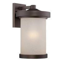Nuvo Lighting 1 Light 9.8 watt 120 volt Mahogany Bronze Satin Amber Glass Shade 2700K LED Outdoor Wall Sconce