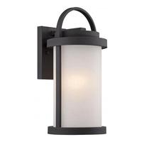 Nuvo Lighting 1 Light 9.8 watt 120 volt Textured Black Antique White Glass Shade 2700K LED Outdoor Wall Sconce