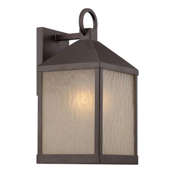 1 Light 9.8 watt 120 volt Mahogany Bronze Sanded Tea Stain Glass Shade 2700K LED Outdoor Wall Sconce
