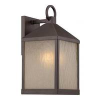 View 1 Light 9.8 watt 120 volt Mahogany Bronze Sanded Tea Stain Glass Shade 2700K LED Outdoor Wall Sconce