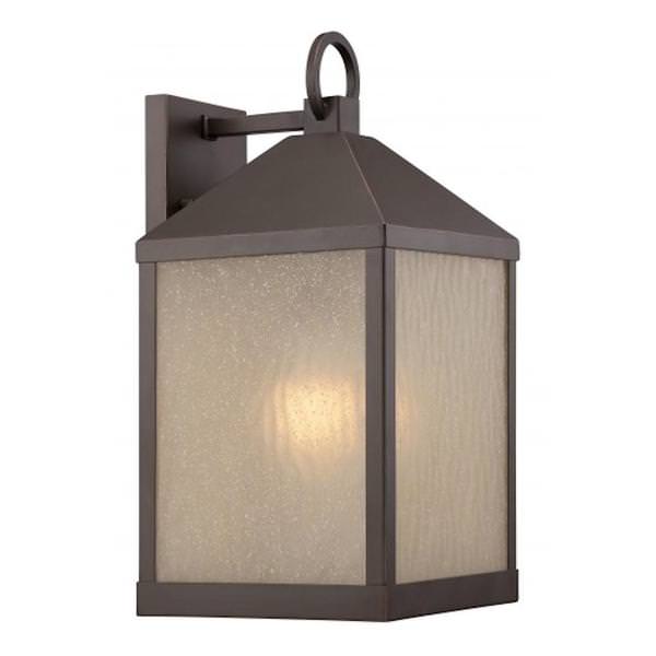 1 Light 9.8 watt 120 volt Mahogany Bronze Sanded Tea Stain Glass Shade 2700K LED Outdoor Wall Sconce