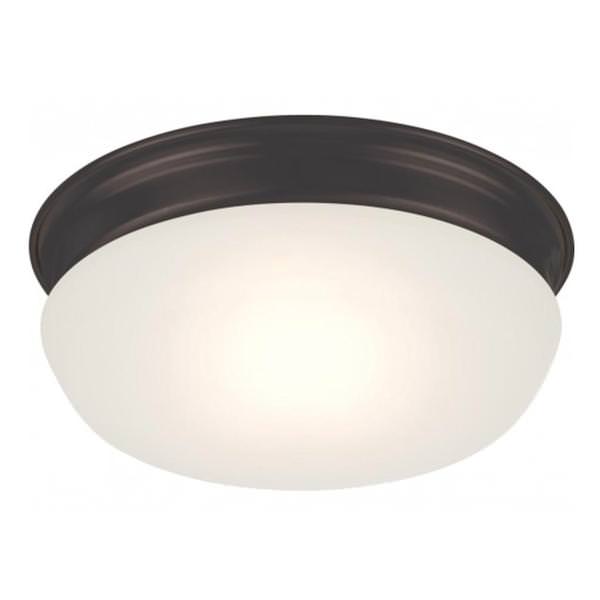 8" 18 watt 120 volt 3000K Natural White Mahogany Bronze Frosted Glass Shade LED Ceiling Light Fixture