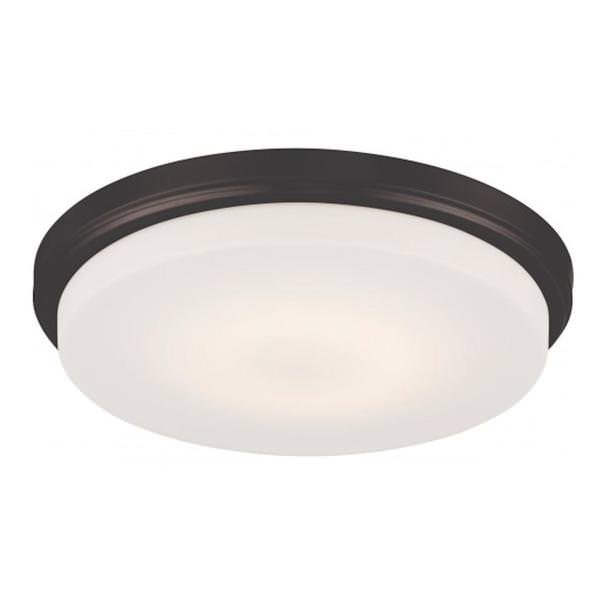 13" 18 watt 120 volt 3000K Natural White Mahogany Bronze Opal Frosted Glass Shade LED Ceiling Light Fixture
