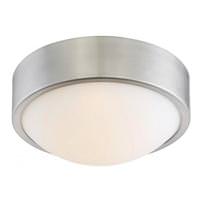 View 9" 16 watt 120 volt 2700K Brushed Nickel White Glass Shade LED Ceiling Light Fixture