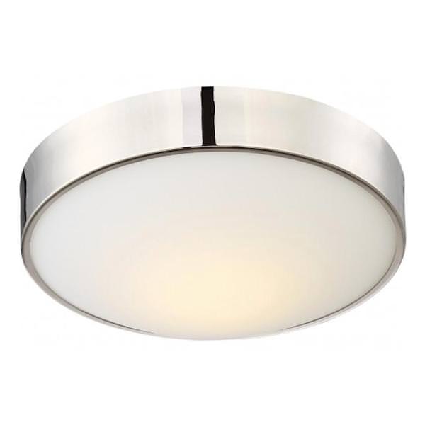 13" 16 watt 120 volt Polished Nickel White Glass Shade LED Ceiling Light Fixture