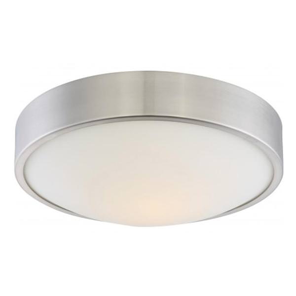 13" 16 watt 120 volt Brushed Nickel White Glass Shade LED Ceiling Light Fixture