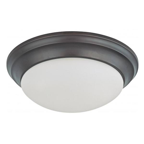 14" 24 watt 120/277 volt 3000K Mahogany Bronze Frosted Glass Shade Dimmable LED Ceiling Light Fixture