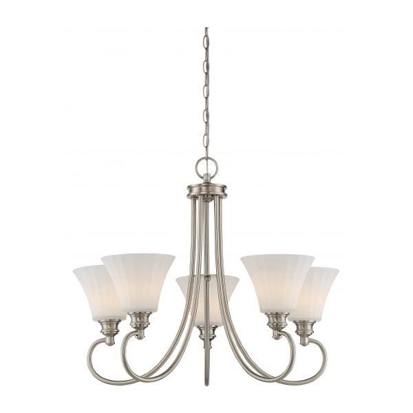 5 Light 60 watt 3000K Natural White Brushed Nickel Dimmable LED Chandelier